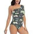 thumbnail image 3 of Easygdp Gamers Women's One Shoulder Ruffle Monokini Bathing Suits with Removable Chest Pad, Quick Drying - Small, 3 of 8