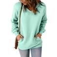 thumbnail image 2 of Tops for Women Classic Solid Color Sweatshirts V-neck Long Sleeve Loose Fit With Pocket Pullover Blouse Sweatshirt, 2 of 5