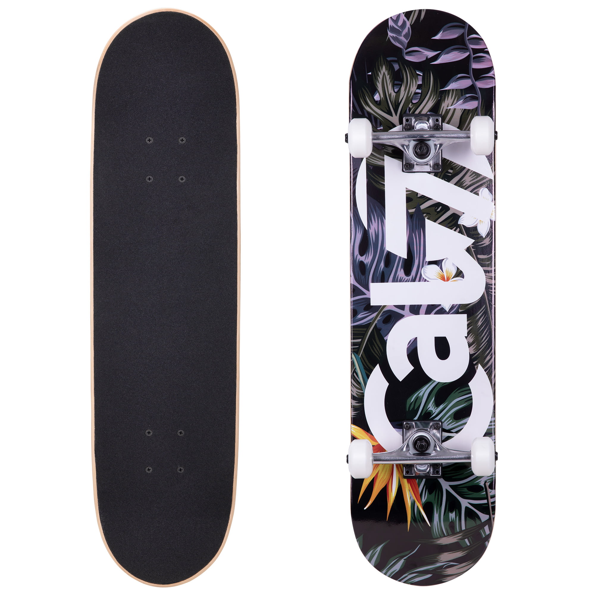 Cal 7 Complete Skateboard, Popsicle Double Kicktail Maple Deck, Skate Styles in Graphic Designs (8&quot; Cabana)