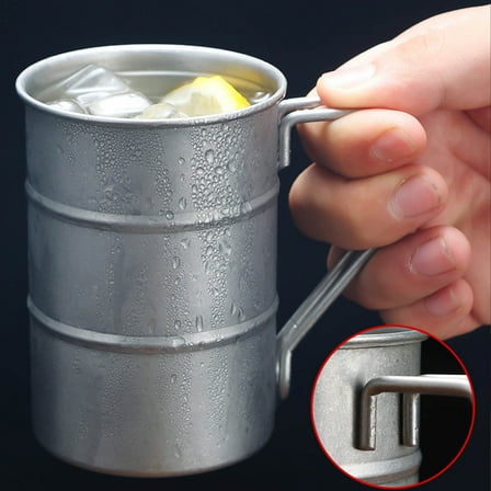 Yannianjz under $5 Camping Mug, Stainless Steel Camping Mug Outdoor Portable Cup, Insulated Coffee Tea Drinking Mugs, Vintage Design for Office Travel, Durable Metal Cup with Handle