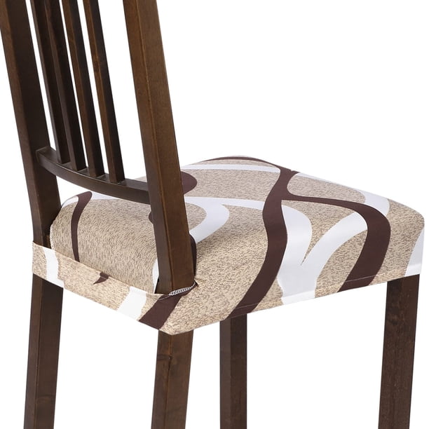 Fundas elásticas beige para asiento de silla de comedor SearchI, juego de 2