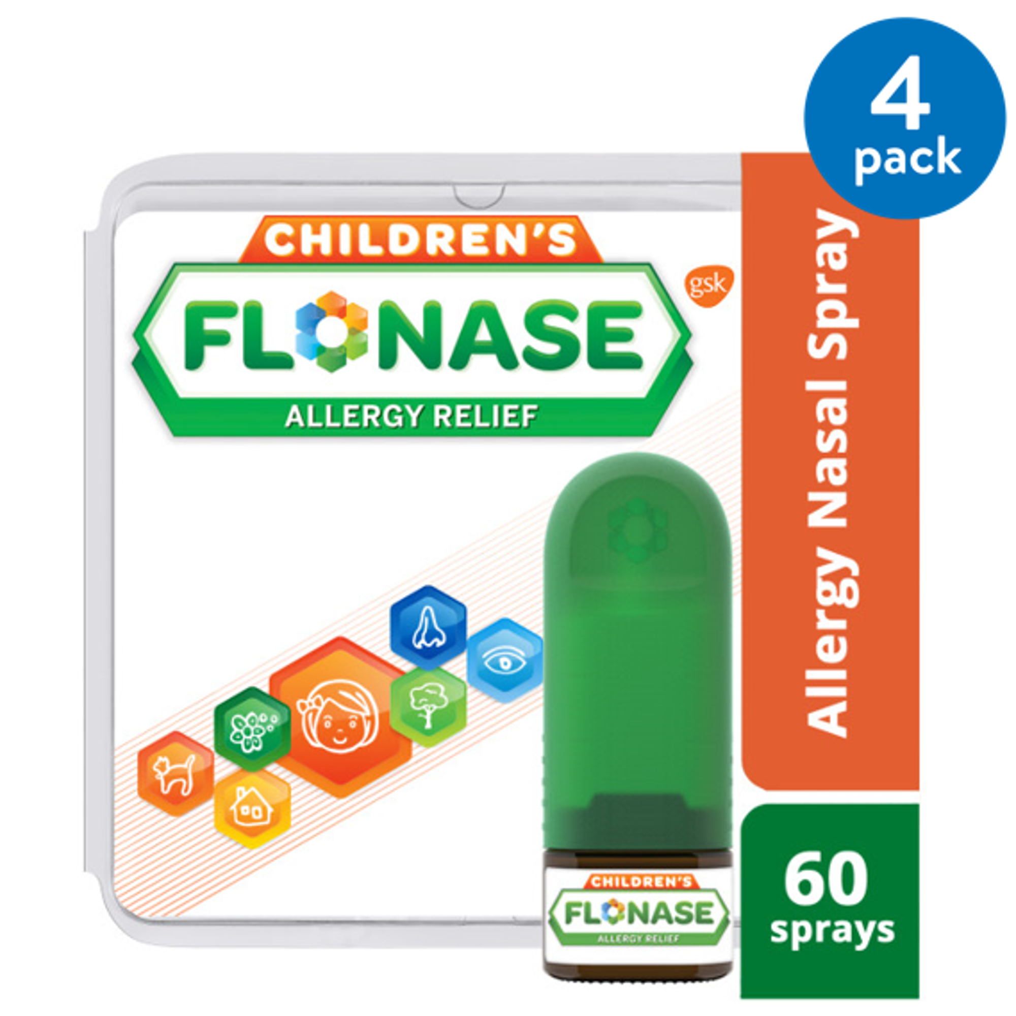 (4 pack) (4 pack) Flonase Children's Allergy Nasal Spray, Relief Full Prescription Strength, 60 sprays