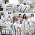 thumbnail image 5 of 3 Piece Blue Gray Striped Duvet Cover Set Queen Size, Microfiber Comforter/Quilt Cover with Corner Ties and 2 Pillowcases, Farmhouse Stripe Art All Season Soft Bedding with Zipper Closure, 5 of 8
