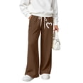 thumbnail image 3 of DJDLJWCJ Teen Girls Wide Leg Sweatpants Winter Warm Elastic Waist Drawstring Baggy Pants Side Pocket Athletic Pants Brown Size 7, 3 of 7
