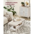thumbnail image 3 of VASAGLE 2-Tier Coffee Table for Living Room, Living Room Table Rectangular Center Table, with PVC Rattan Storage Shelf, Rounded Corners, Easy Assembly, Boho Style, Oatmeal Beige, 3 of 7