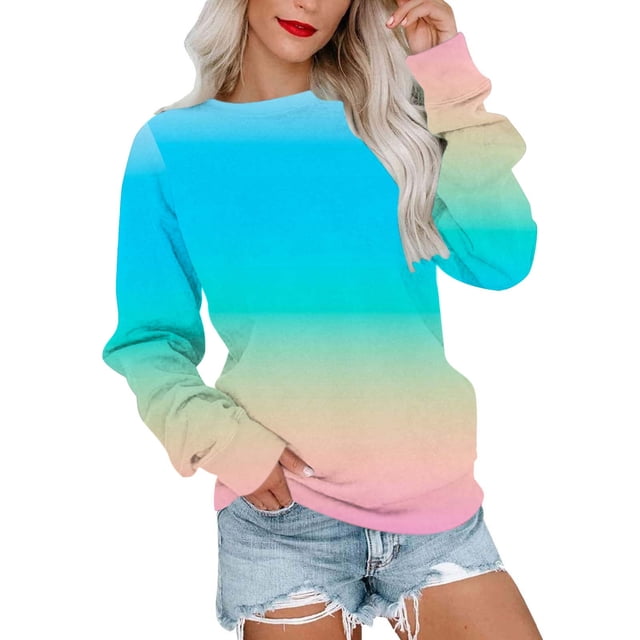 Sweat à Capuche Mode pour Femmes 2023 Col Rond Mode Décontractée Manches Longues Imprimé Chandail en Molleton Blouse 50 % de Réduction Costumes Halloween/noël