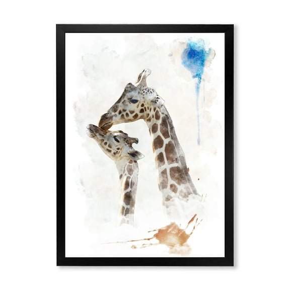 Designart 'Portrait of A Child and Giraffe' Farmhouse Framed Art Print