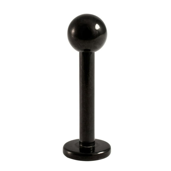 Black Anodized Titanium Labret Monroe 14G Cartilage Stud with 5mm Ball End
