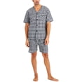 thumbnail image 3 of Hanes Men's Short Sleeve Pajama Set, Black/Grey Plaid, XX-Large, 3 of 5