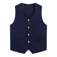 thumbnail image 2 of Xnihocha Kids Volunteer Activities Vest Solid Color Button Down Waistcoat Boys Girls Waiter Bartender Navy Blue L/12, 2 of 5