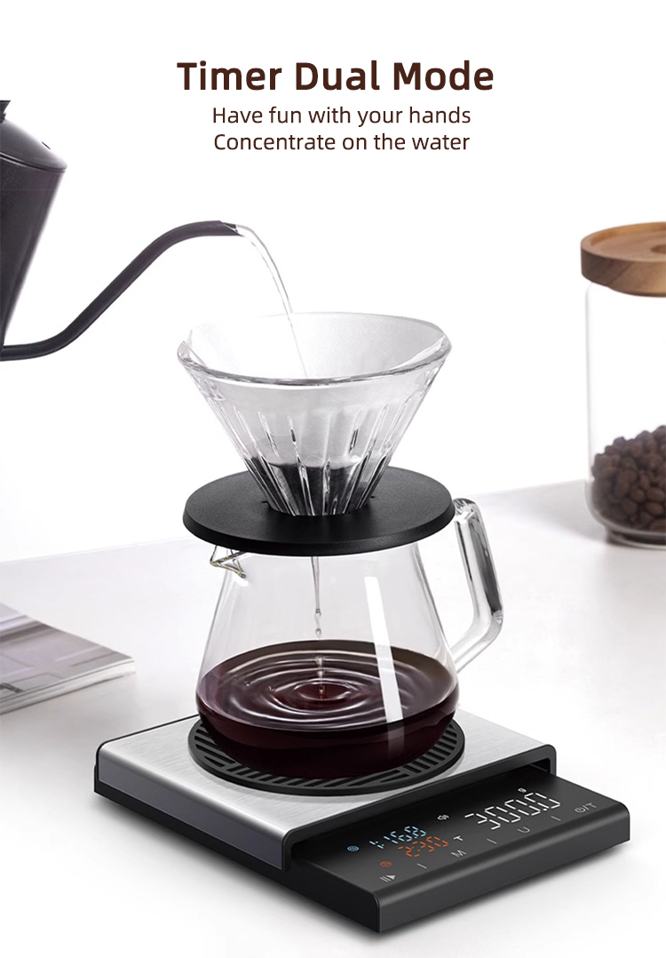 Coffee Scale Kitchen Digital Scales Weight 3kg 1g Built-in rechargeable battery