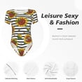 thumbnail image 6 of Haiem Cute Sunflowers Women's Crew Neck Short Sleeve Bodysuit Tops Stretchy Slim Basic-Medium, 6 of 9
