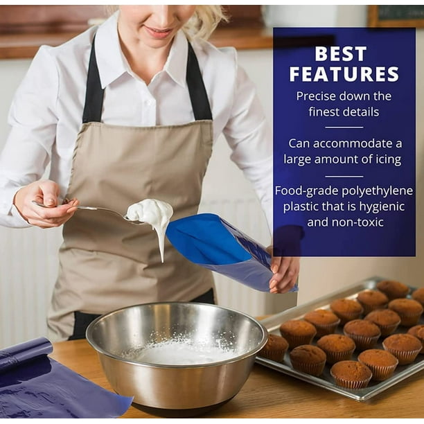 Rollo 50 Unidades 50 Bolsas Manga Pastelera 21 Pulgadas - Desechables, Extra Gruesas, Azul, Para Decorar Postres Decora Cupcakes Pasteles