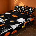 thumbnail image 2 of Erosebridal Halloween Pumpkin Zipper Queen Comforter Set with Fitted Sheet and 2 Pillowcases, Cute Candy Zipper Bedding Set for Boys Girls, Black Orange White, Black Reversible, 2 of 7