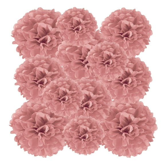 8" 10" 12" Tissue Paper Pom Poms, 12PCS Pom Poms Paper Flowers Ball Tissue Paper Flowers for Wedding Bridal Shower Birthday Bachelorette Party Backdrop Decoration, Light  Brown