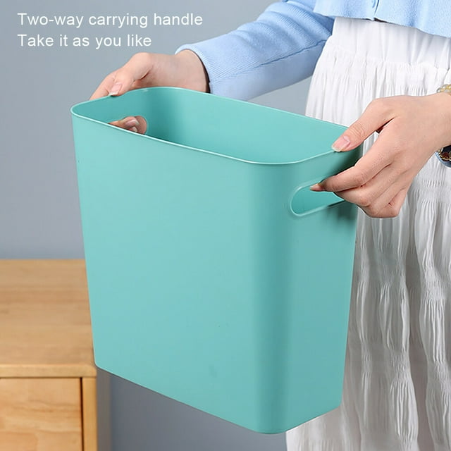 Large Trash Can Wastebasket Garbage Container Waste Storage Bucket For Solid Color High-Capacity Organizers for Home Sundries Toiletries Storage Blue