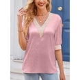 thumbnail image 3 of Gomelly Ladies Tops Stain Silk Blouse Breathable T Shirt Women Comfy Business Shirts Pullover Pink M, 3 of 7