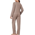 thumbnail image 4 of Button Down Pajamas Sets for Women Long Sleeve Sleepwear Matching Long Pants Comfy Pjs 2 Piece Lounge Set, 4 of 5