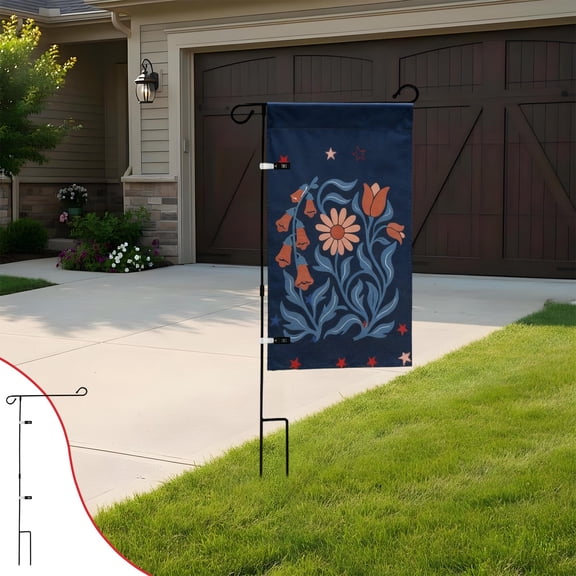 Garden Flag Holder Stand, Premium Yard Flag Holder, Flag Pole for Outside House, Heavy Duty Black Metal with Anti-Wind Clips, 35.35" Adjustable for Patio & Lawn