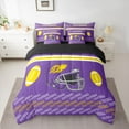 thumbnail image 2 of Homewish Boys Rugby Sports Bedding Comforter Set 7pcs, Purple Yellow Football Helmet Queen Bedding Sets, Eat Sleep Soccer Reversible Queen Sheet Sets, Breathable Home Decor, 2 of 7