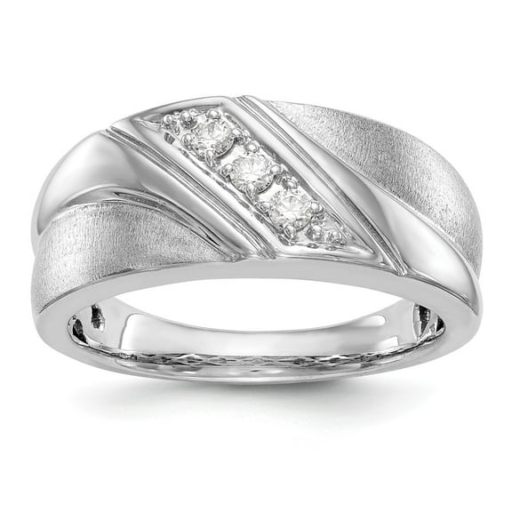 14K White Gold Ring Band Lab Grown Diamond SI1 SI2, G H I, Men's