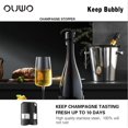 thumbnail image 2 of OUWO Champagne Sealer Stopper 6 Pack Stainless Steel Sparkling Wine Bottle Stoppers, Leak-Proof Bubble Retaining Saver, Suitable for Champagne Prosecco Cava and Sparkling (Black), 2 of 7