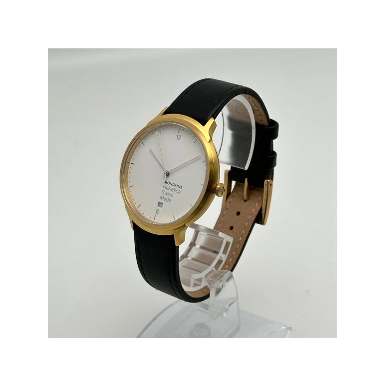 Mondaine Helvetica No1 38mm Light Gold-Tone Steel White Dial Watch