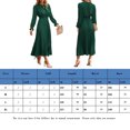 thumbnail image 3 of Vestido midi acampanado con estampado de puntos Color sólido Traje diario con cordones y cintura con cuello en V para mujer, 3 of 9