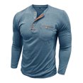 thumbnail image 3 of Tisuna Men Autumn T-Shirts Soft Henley Neck Tops Men Solid Outfits For Athletic Casual Size L, 3 of 6