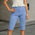 thumbnail image 2 of FYDUU Women Gingham Capris Leggings Casual Knee-Length Checkered Leggings Shorts Slim Fit Plaid Short Pants Soft Stretchy Cropped Trousers Casual Slacks, 2 of 5