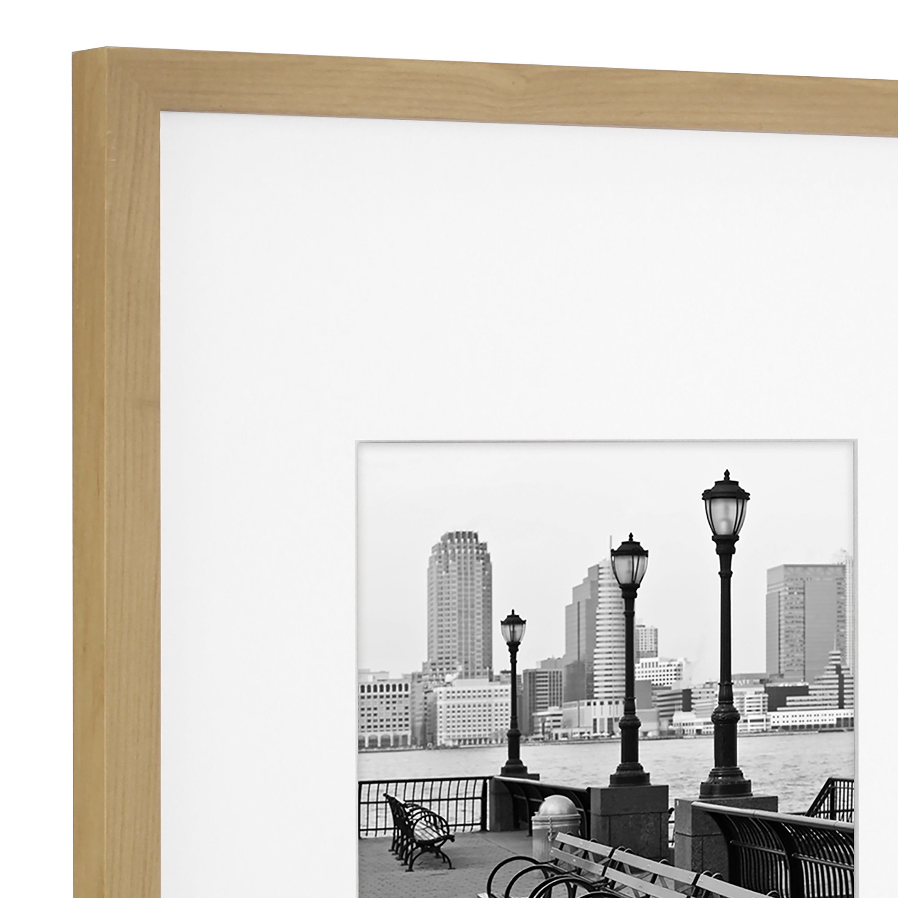 Better Homes & Gardens 14x18 Matted to 8x10 Gallery Wall Picture Frame, Natural Wood, Non Glare