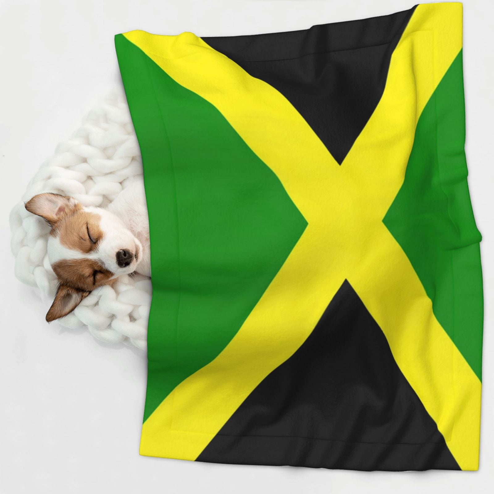 Flannel Throw Dog Blanket Jamaican Flag Pattern Soft Warm Print Pet Blankets for Small Dog Cat Puppy