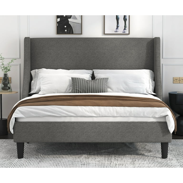 Allewie Full Size Upholstered Platform Bed Frame with Wooden