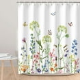 thumbnail image 2 of Floral Shower Curtain for Bathroom Flower Shower Curtain Butterfly Shower Curtain Watercolor Shower Curtains Set with Hooks Colorful Wildflower Pretty Floral Bathroom Decor, 72" Wx72 H, 2 of 6