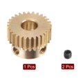 thumbnail image 4 of Piñón Engranaje Juego, Latón Motor Cremallera Recto Espuela Engranaje con Escalón, 0.5 Modelo 28T 4mm Diámetro 15mm Exterior Diámetro, M3 Juego Tornillos Incluidos, 4 of 6