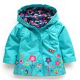 thumbnail image 1 of WIFORNT Little Girls Hoodie Jacket, Pretty Flowers Pattern Button-Down Coat, Lightweight Waterproof Outdoor Windbreaker, 1 of 7