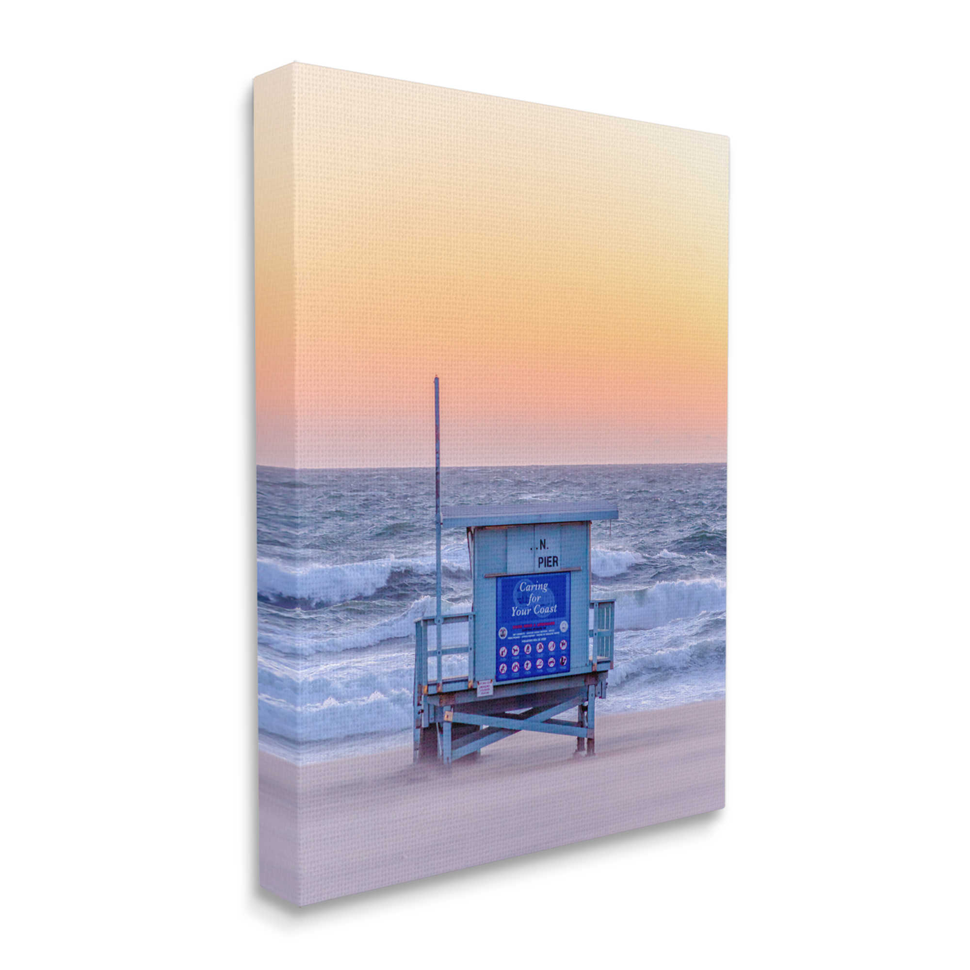 Stupell Industries Tranquil Orange Sunset Beach Hut Ocean Shore Photograph Gallery Wrapped Canvas Print Wall Art, Design by Jeff Poe