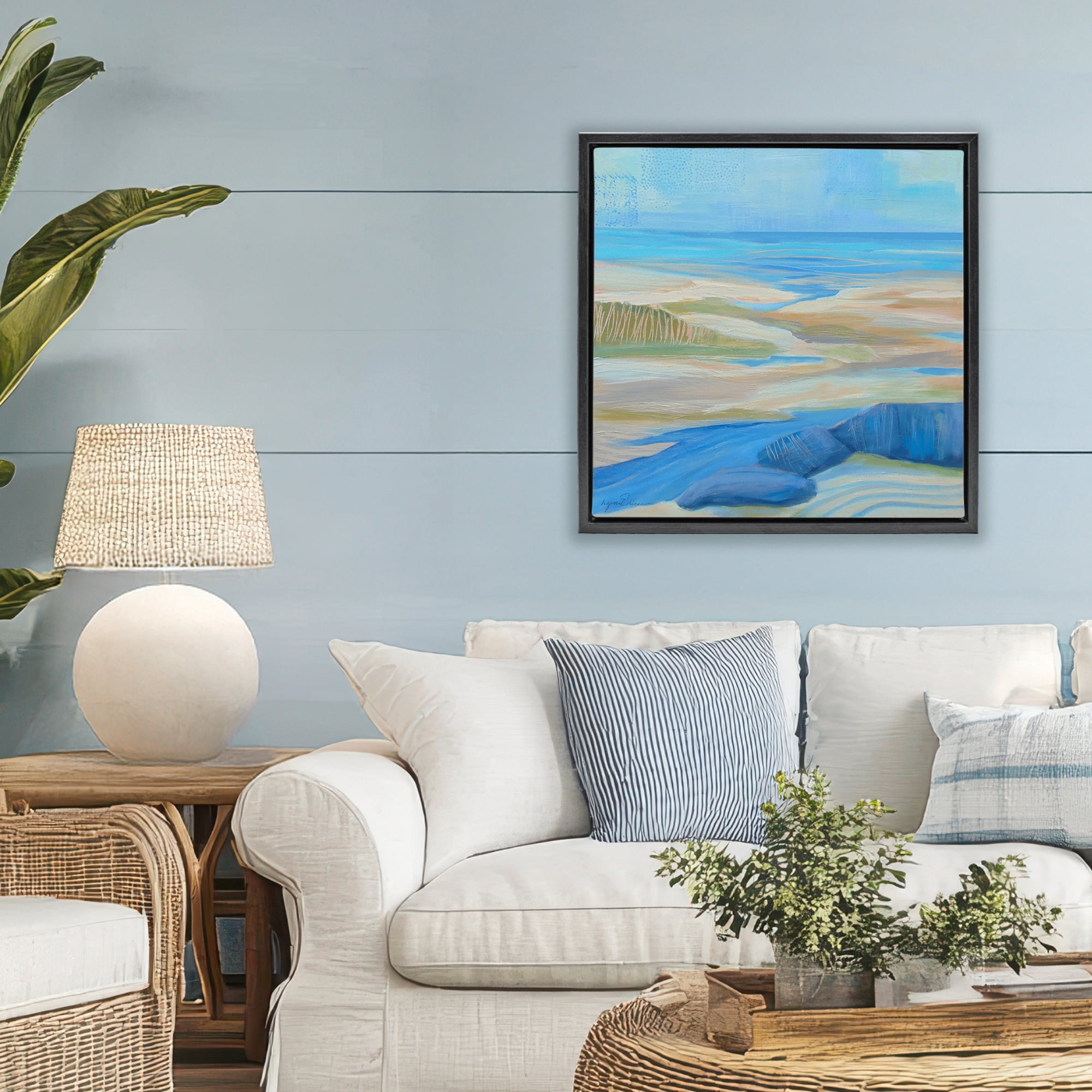 Stupell Industries Low Tide Azure Dunes Black Framed Floater Canvas Wall Art, design by Lynn Ericson Fine Art