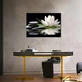 thumbnail image 2 of Zen Canvas Wall Art White Lotus and Black Zen Stones Bloom in Water Picture Prints for Yoga Spa Meditation Spiritual Room Bathroom Decor (Zen-1, 12"x18"), 2 of 6
