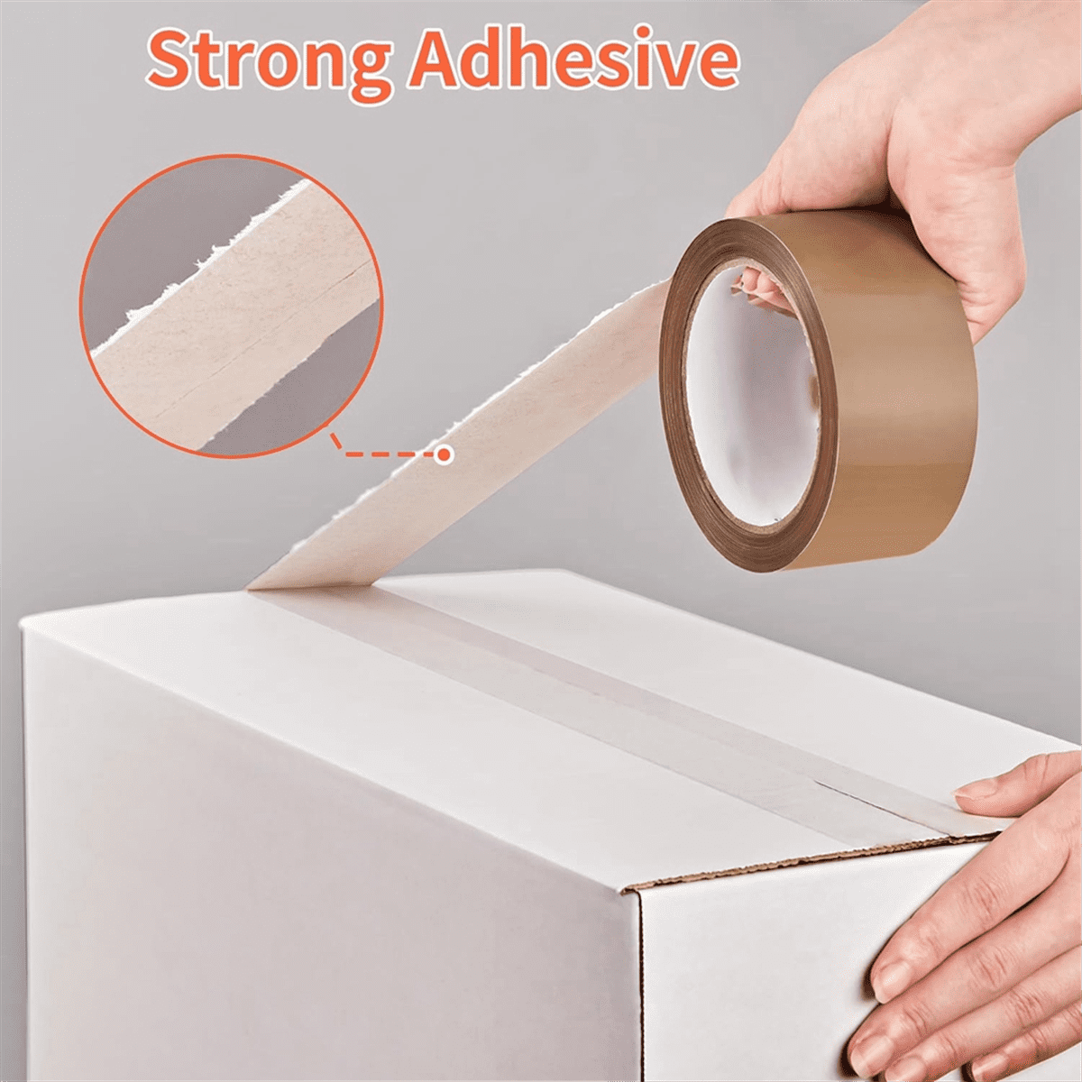6 Rolls Brown Packing Tape with Dispenser, Heavy Duty Packaging Tape Refills, 1.88 Inches Wide, 60 Yards Per Roll