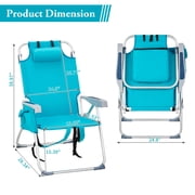 Folding Backpack Beach Chair, High Back Beach Chairs for Adults,Lightweight Portable Camping Chair,Backpack Beach Chair