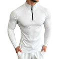 thumbnail image 2 of VgaVtl Mens Long Sleeve T Shirts Fall Winter Athletic Zip-Up Slim Casual Turtleneck Shirts for Men Plain White Stretch, 2 of 6