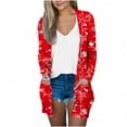 thumbnail image 1 of Pompotops Chemisier Décontracté à Manches Longues Imprimé pour Femmes avec Poche Cardigan Liquidation, 1 of 5