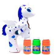 Retailery Unicorn Bubble Gun Blaster With LED, Music, Battery Operated, Blue