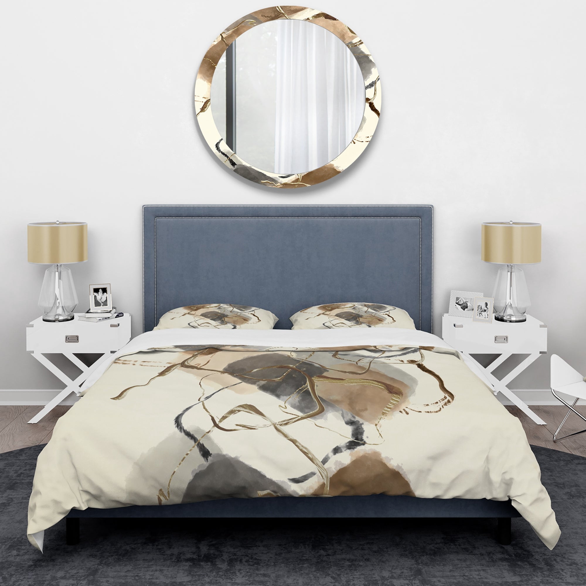 Designart 'Gold Glam Squares IV' Glam Duvet Cover Set