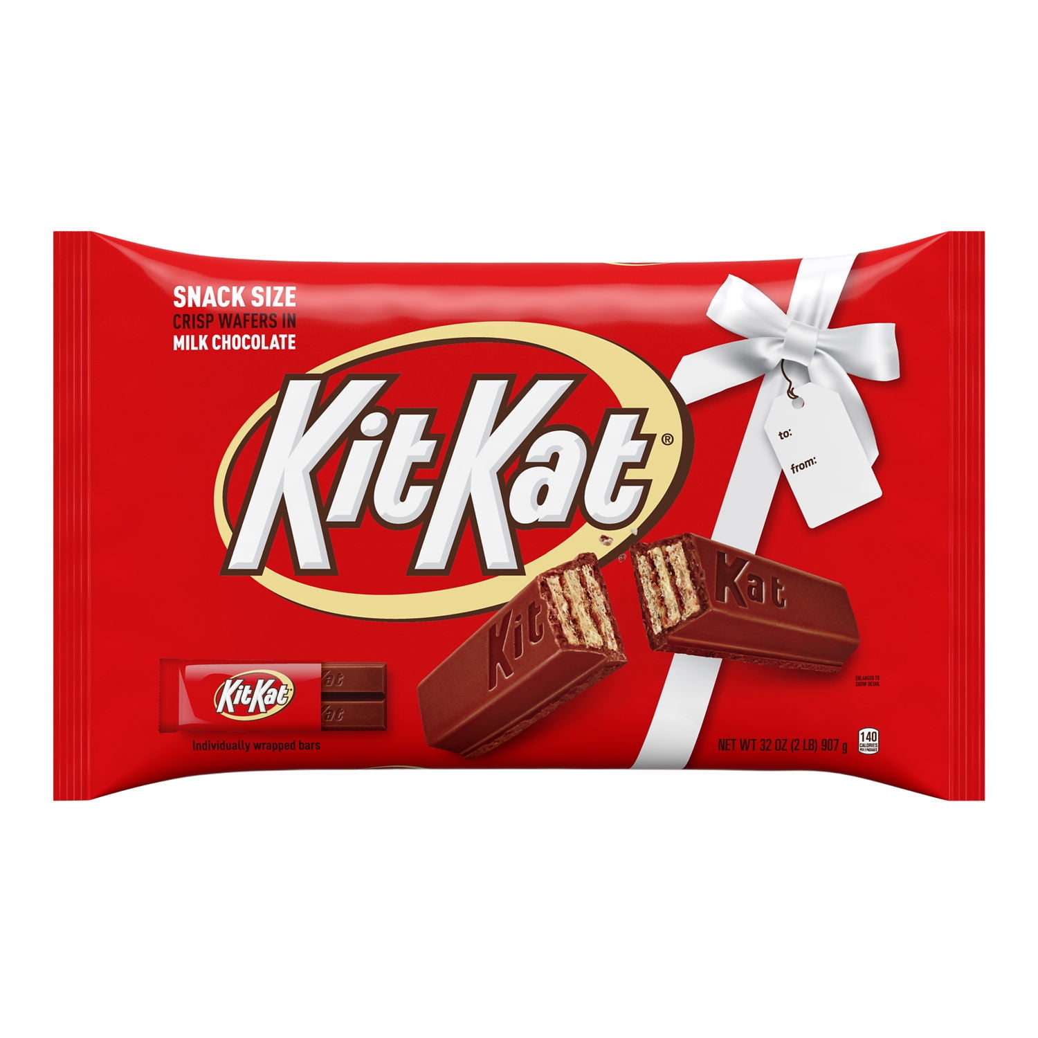 KIT KAT®, Snack Size Wafer Candy Bars, Christmas, 32 oz, Bulk Bag -