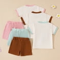 thumbnail image 5 of TOWED22 Toddler Baby Girl Summer Outfit Short Sleeve Crewneck Cherry Print T Shirt Top Shorts Set Cute Infant Waffle Clothes Light Green,12-18 M, 5 of 5