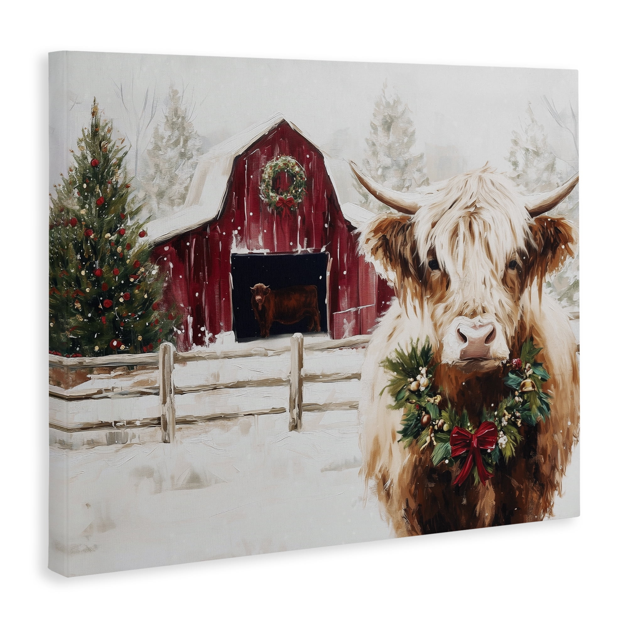 Stupell Industries Snowy Farm Scene Cattle Canvas Wall Art, design by Acorn & Ivory Designs