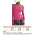 thumbnail image 2 of Long Sleeve Off Shoulder Top Women Elegant Pure Color Slim Fit Mesh Ruched T Shirt Blouse For Party, 2 of 5