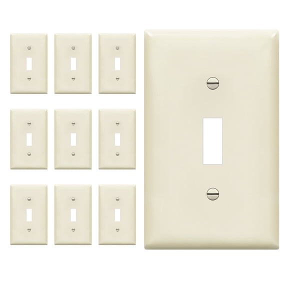 ENERLITES Toggle Switch Wall Plate, Standard Size 1-Gang, Unbreakable Polycarbonate Thermoplastic, UL Listed, 8811-LA-10PCS, Light Almond, 10 pack